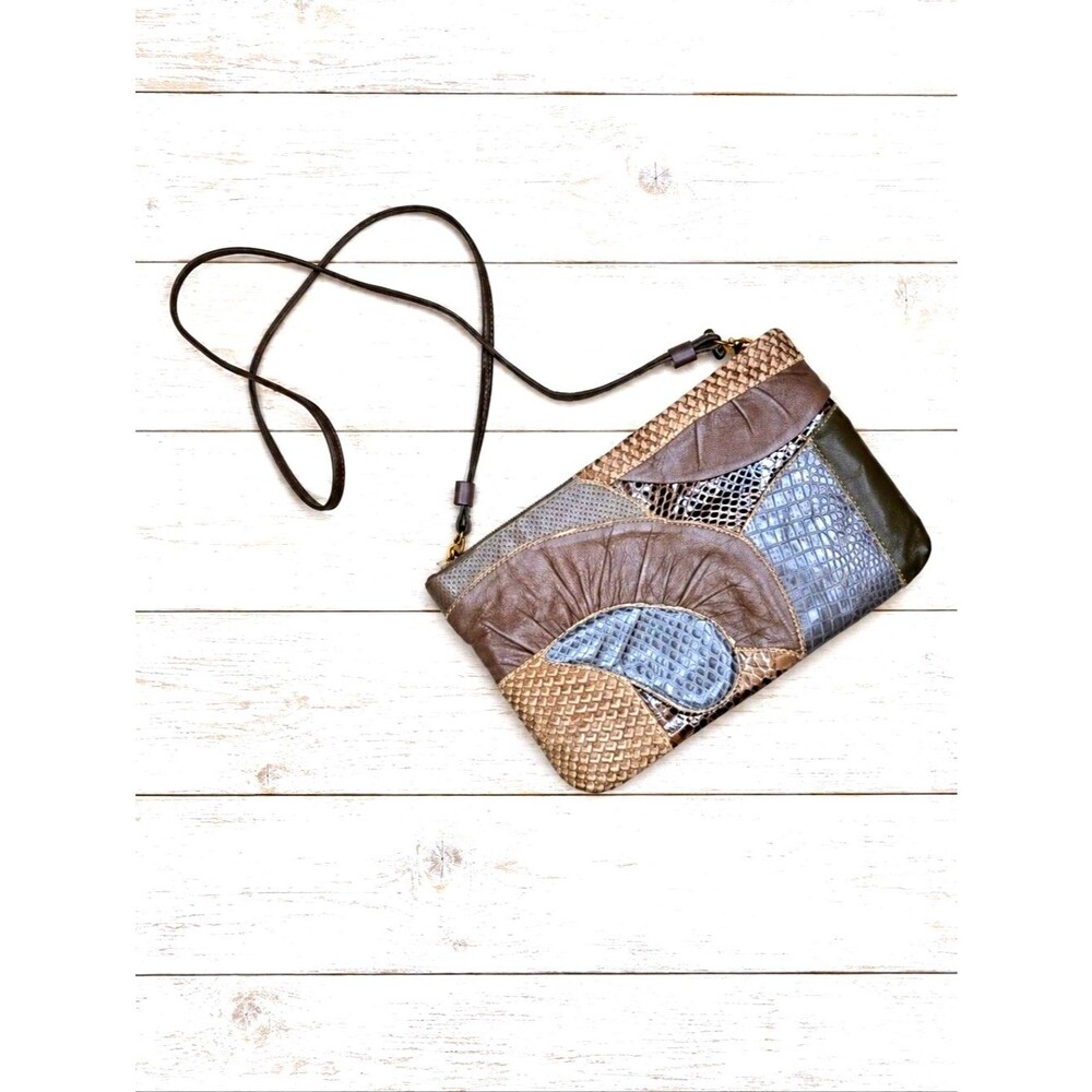Dame by David Mehler NYC 1970s Exotic Snakeskin Leather Patchwork Shoulder Bag